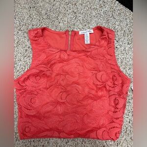 Embroidered Coral Lace Top